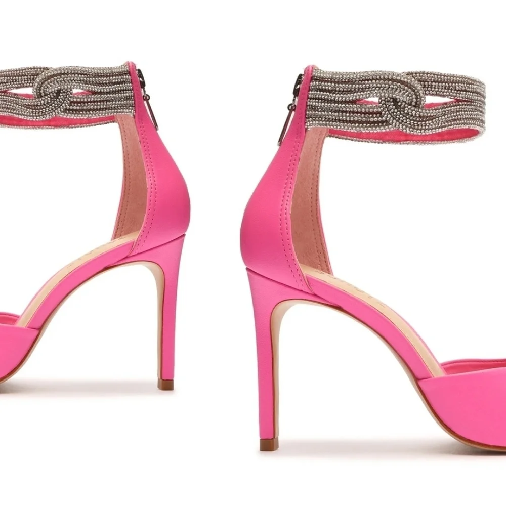 Schutz Elegant Pink Ankle Strap Heels Size 7.5 - Picture 3 of 9